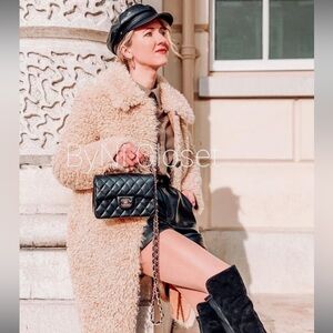 ZARA BEIGE FLUFFY FAUX FUR COAT REF:8490/241